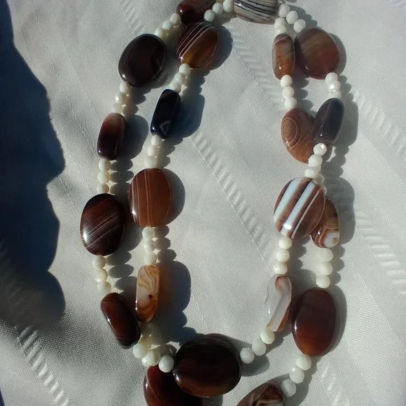 Jay King DTR mine finds stripped Agate and MOP 36 inch necklace 925 - Picture 7 of 13
